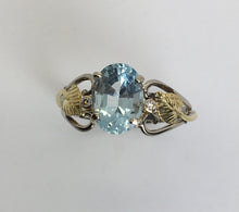 Load image into Gallery viewer, fantastic sparkling Aquamarine, diamonds and leaves in 18K yellow and 14K white gold
