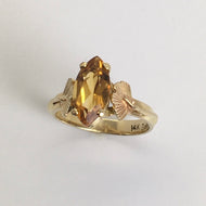 Citrine Ginkgo Leaf Ring