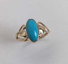 Load image into Gallery viewer, Open Heart with Leaves Sleeping Beauty Turquoise Ring
