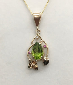 Peridot Pendant with Pink Sapphires