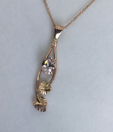 Morganite Pendant with Leaves