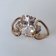 Morganite Open Heart with Diamonds Ring