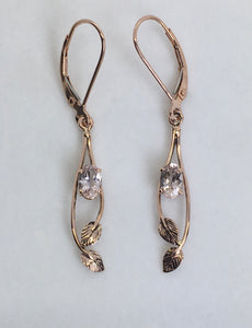 Morganite Earrings with Leaves