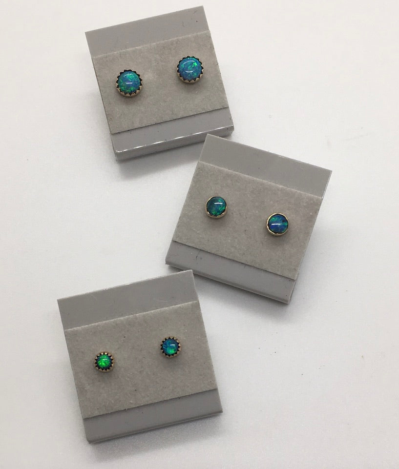 Australian Opal Gem Dot Post Earrings