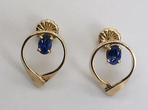 Blue Ceylon Sapphire Hug Post Earrings