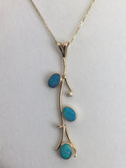 Opal and Diamond Twig Pendant