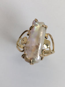 large oblong freshwater pearl ring