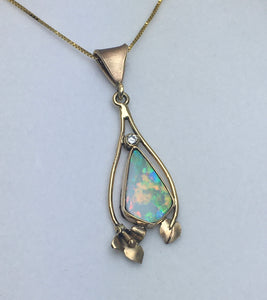 Opal Pendant with Orange & Green Fire