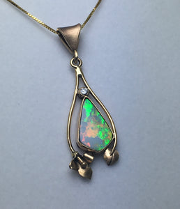 Opal Pendant with Orange & Green Fire