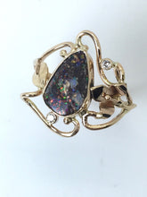 Load image into Gallery viewer, Boulder Opal Ring with 2 Diamonds
