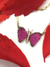 Load image into Gallery viewer, Watermelon Tourmaline Butterfly Necklace
