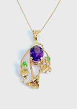Load image into Gallery viewer, Amethyst and Tsavorite Garnets with Calla Lily Pendant
