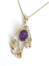 Load image into Gallery viewer, Amethyst and Tsavorite Garnets with Calla Lily Pendant
