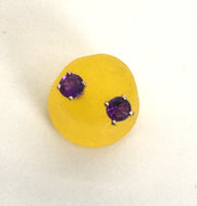 Amethyst Gem Dot Earrings