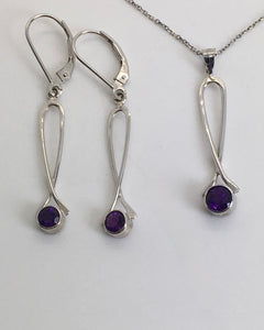 Amethyst Exclamation Point Pendant and Earrings Set