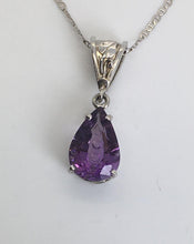 Load image into Gallery viewer, unique bubble cut Amethyst hanging from fancy bail in white 14KG
