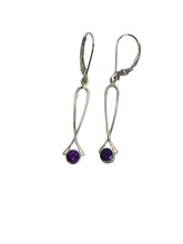 Load image into Gallery viewer, vibrant round amethyst dangle earrings
