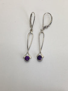 vibrant round amethyst dangle earrings