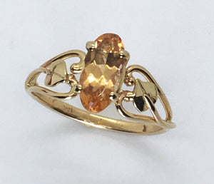 Imperial Topaz Open Heart with Leaves Ring