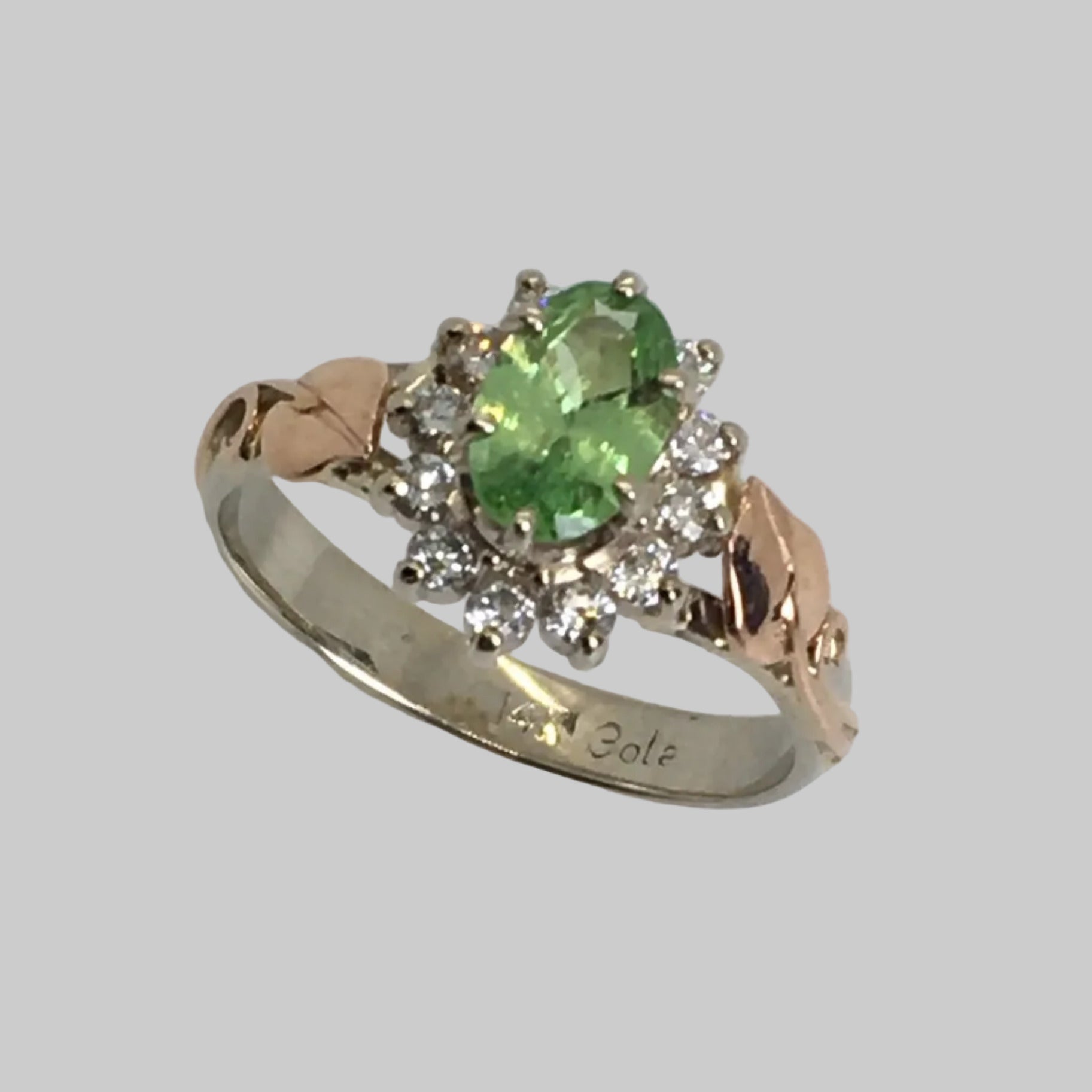Merelani Mint Garnet with Diamond Halo Ring – Cole Sheckler Jewelry