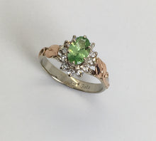 Load image into Gallery viewer, Merelani Mint Garnet with Diamond Halo Ring
