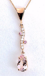 Morganite Cascading Diamonds Pendant