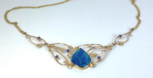 Ornate 3 Piece Crystal Opal & Tanzanite Necklace