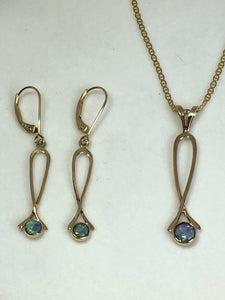Australian Opal Exclamation Point Earrings and Pendant
