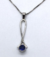 Ceylon Sapphire Exclamation Point Necklace in White Gold