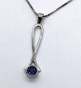 Ceylon Sapphire Exclamation Point Necklace in White Gold