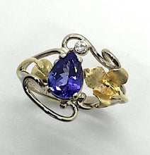 Load image into Gallery viewer, Tanzanite Lilly Ring with 2 Colors of Gold
